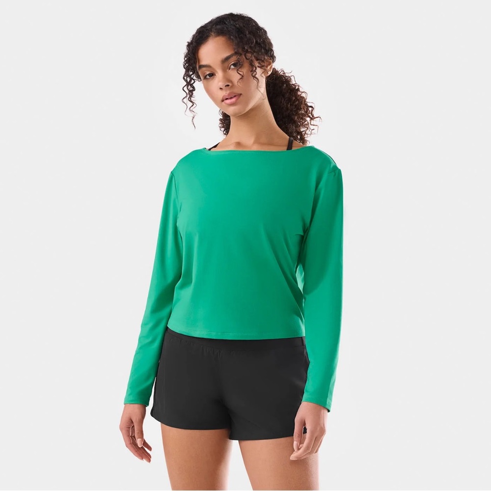 Elegant Green Long Sleeve Women's Top